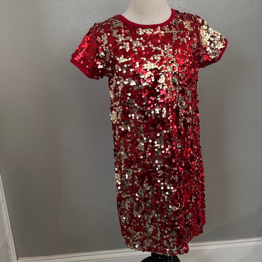 Wonder Nation Sparkling Red and Gold Sequin Dress